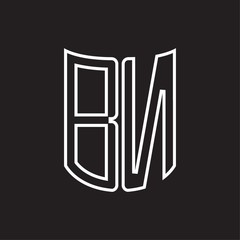 BN Logo monogram with ribbon style outline design template