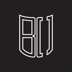 BO Logo monogram with ribbon style outline design template