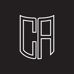 CA Logo monogram with ribbon style outline design template