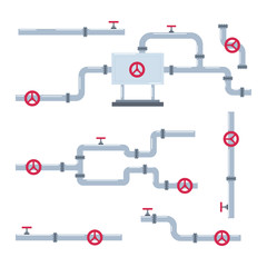 Pipe and pipeline vector cartoon set isolated on a white background.