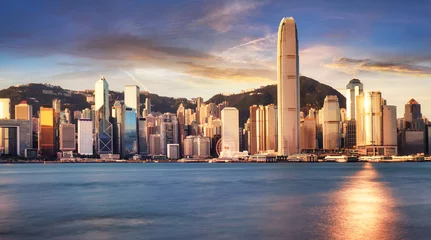 Foto op Plexiglas Hong Kong skyline from kowloon, panorama at sunrise, China - Asia © TTstudio