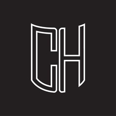 CH Logo monogram with ribbon style outline design template
