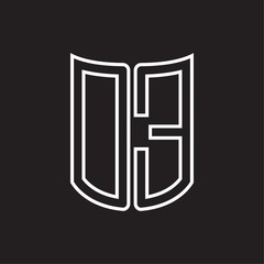 DE Logo monogram with ribbon style outline design template