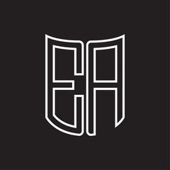 EA Logo monogram with ribbon style outline design template