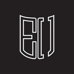 EO Logo monogram with ribbon style outline design template