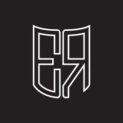 ER Logo monogram with ribbon style outline design template