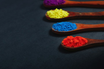Indian Festival Holi, Color in wooden spoon 