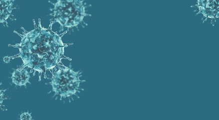 CoronaVirus Epidemic. HIV CoronaVirus, Flu. Blue Virus Infection Concept - 3D Illustration