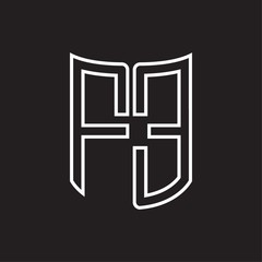 FE Logo monogram with ribbon style outline design template