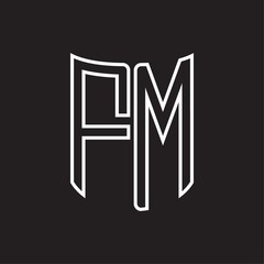 FM Logo monogram with ribbon style outline design template