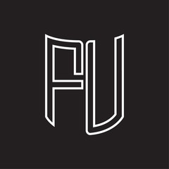 FU Logo monogram with ribbon style outline design template