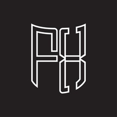 FX Logo monogram with ribbon style outline design template