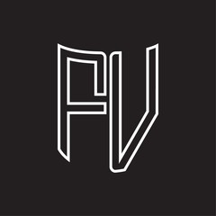 FV Logo monogram with ribbon style outline design template