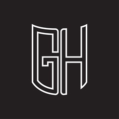 GH Logo monogram with ribbon style outline design template