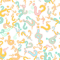 Quiz seamless pattern. Question marks, doubt, faq