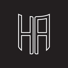 HA Logo monogram with ribbon style outline design template