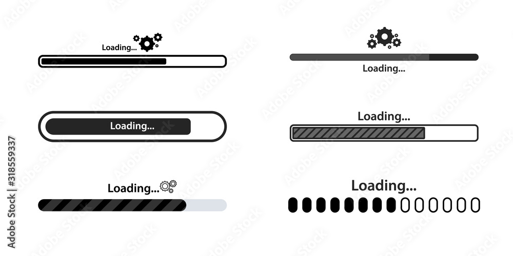 Poster set of loading bar icon. download progress. process upload. loading. big set load icon. progress bar