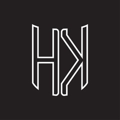 HK Logo monogram with ribbon style outline design template