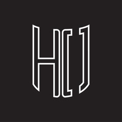 HO Logo monogram with ribbon style outline design template