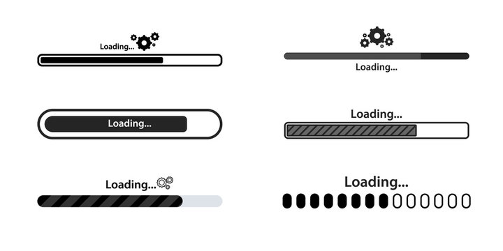 Set of Loading bar icon. Download progress. Process upload. Loading. Big set Load icon. Progress bar for upload download round process for Website