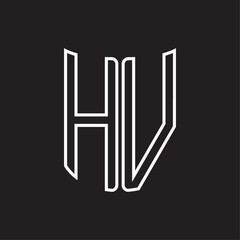 HV Logo monogram with ribbon style outline design template
