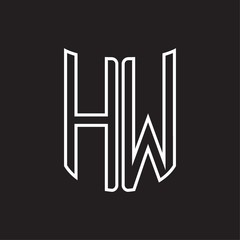 HW Logo monogram with ribbon style outline design template