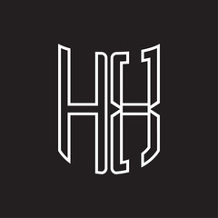 HX Logo monogram with ribbon style outline design template