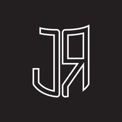 JR Logo monogram with ribbon style outline design template