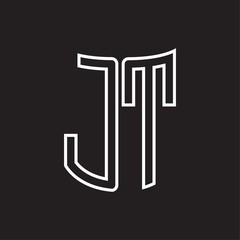 JT Logo monogram with ribbon style outline design template