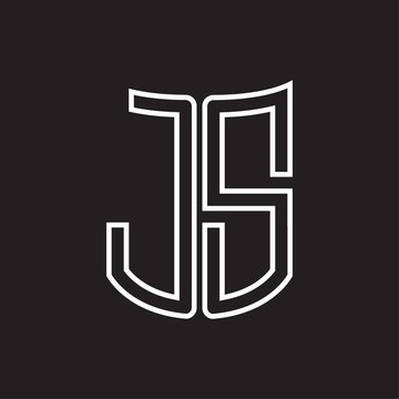 JS Logo monogram with ribbon style outline design template