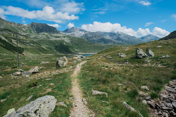 Fototapeta na wymiar Peaceful landscape in the Italians alps