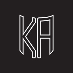 KA Logo monogram with ribbon style outline design template