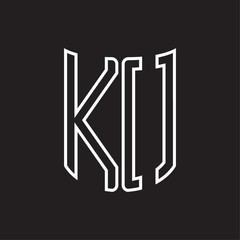 KO Logo monogram with ribbon style outline design template