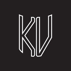 KV Logo monogram with ribbon style outline design template