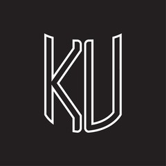 KU Logo monogram with ribbon style outline design template