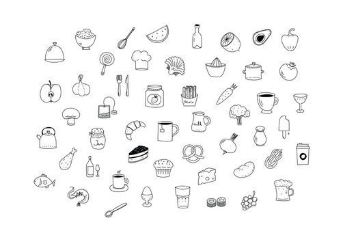 Vector Doodles Food And Accessories.