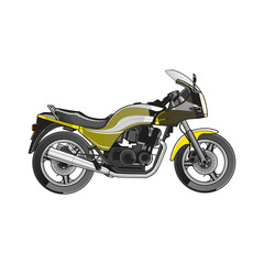 Obraz na płótnie Canvas Motorcycle vector, realistic illustration. Black motorbike half-face with many details on a white background
