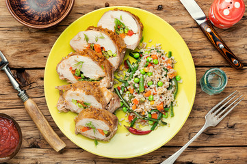 Chicken stuffed with vegetables