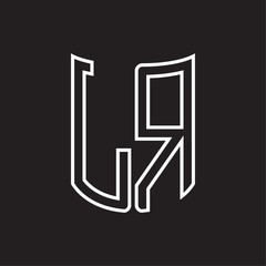 LR Logo monogram with ribbon style outline design template