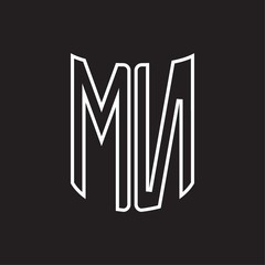 MN Logo monogram with ribbon style outline design template