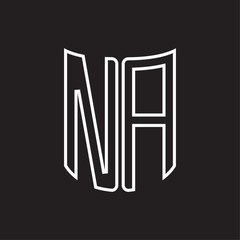 NA Logo monogram with ribbon style outline design template