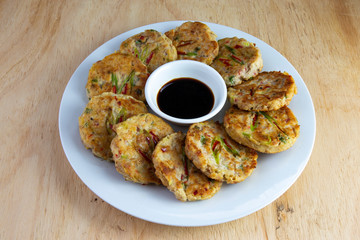 Mung-bean pancake which is called Bindaetteok