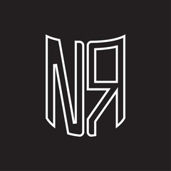 NR Logo monogram with ribbon style outline design template