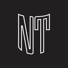 NT Logo monogram with ribbon style outline design template