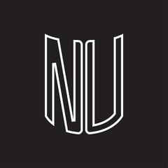 NU Logo monogram with ribbon style outline design template