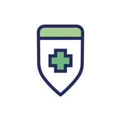 medical cross symbol in shield