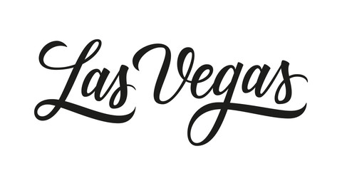 Las Vegas handwritten inscription. Las Vegas city name hand drawn lettering isolated on white background. Calligraphic element for your design. Vector illustration.