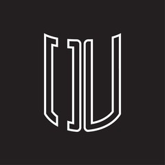 OU Logo monogram with ribbon style outline design template