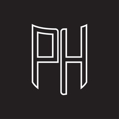 PH Logo monogram with ribbon style outline design template