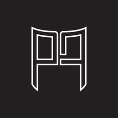 PF Logo monogram with ribbon style outline design template